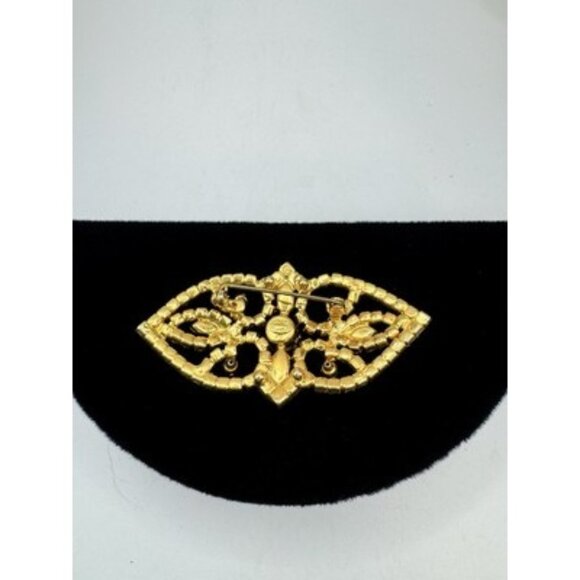 Vintage Gold Tone Rhinestones Brooch Pin Made in Austria - Picture 3 of 6